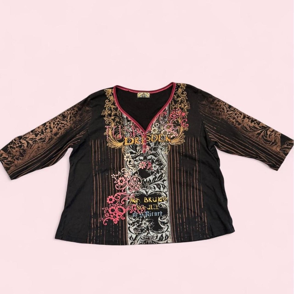 Vintage Vanilla Sugar 3X Y2K Cyber Biker Henley Top Rhinestone Grunge Fairy
